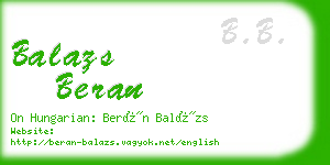 balazs beran business card